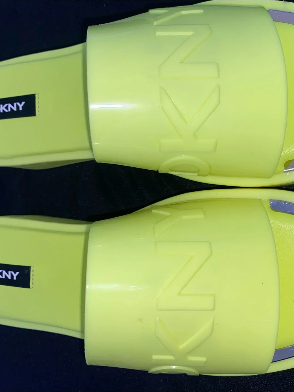 DKNY Neon Platform Slide Sandals